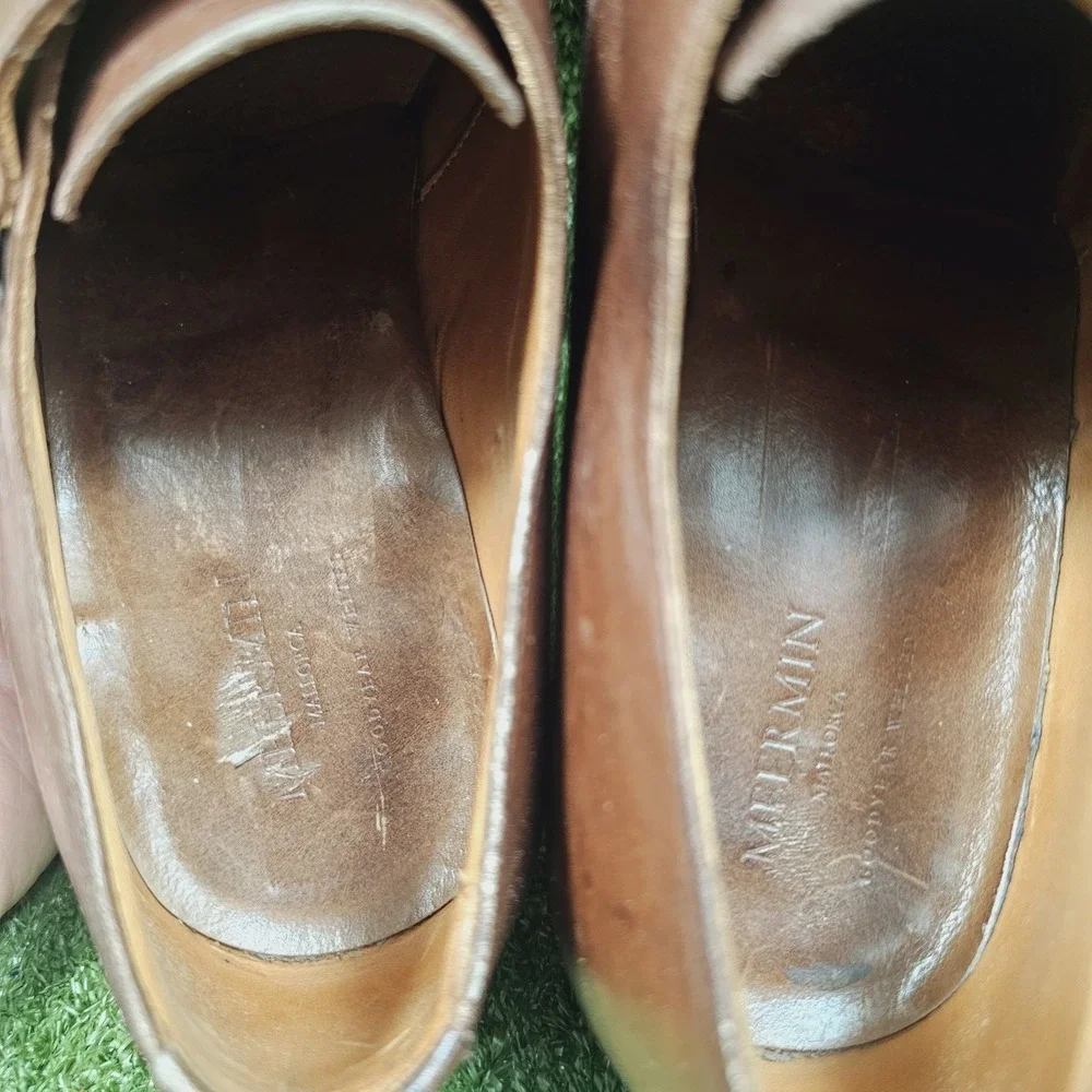 Meermin Mallorca Double Monk Strap Brown Leather Dress Shoes Mens Size 10